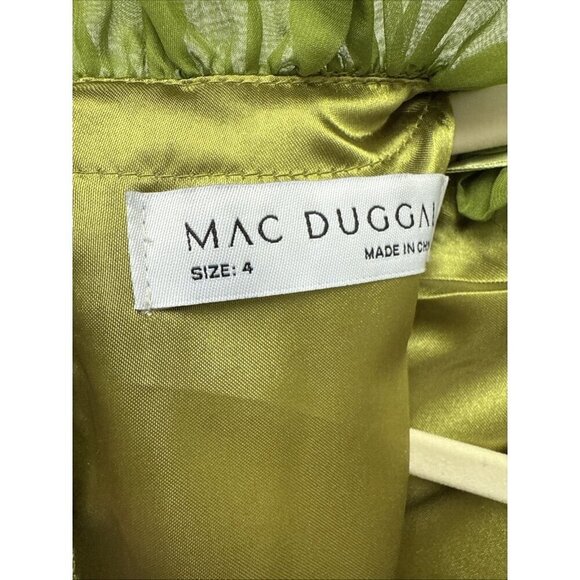 Mac Duggal Size 4 Green 68229 Ruffled Flutter Sleeve Tiered Long Gown Dress $498 - Picture 9 of 10